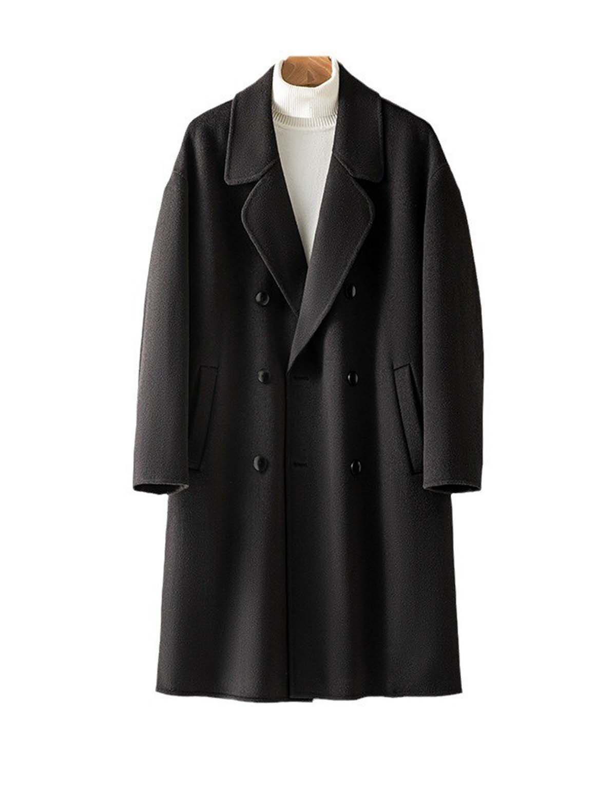 New Double-Breasted Wool Coat-w9005